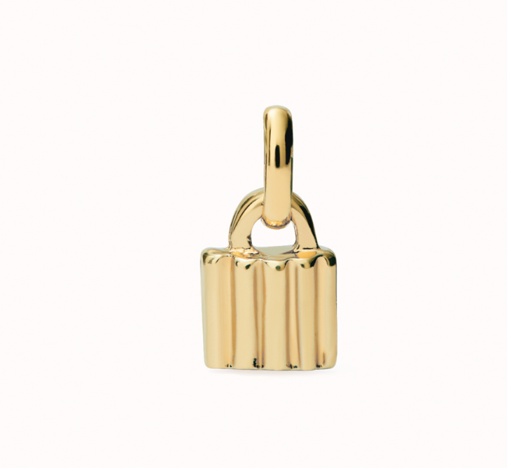 Sterling silver-plated padlock-shaped charm | Uno de 50 | Luby