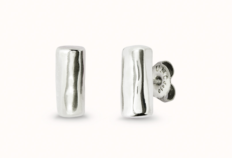 Sterling silver-plated tube-shaped earrings | Uno de 50 | Luby