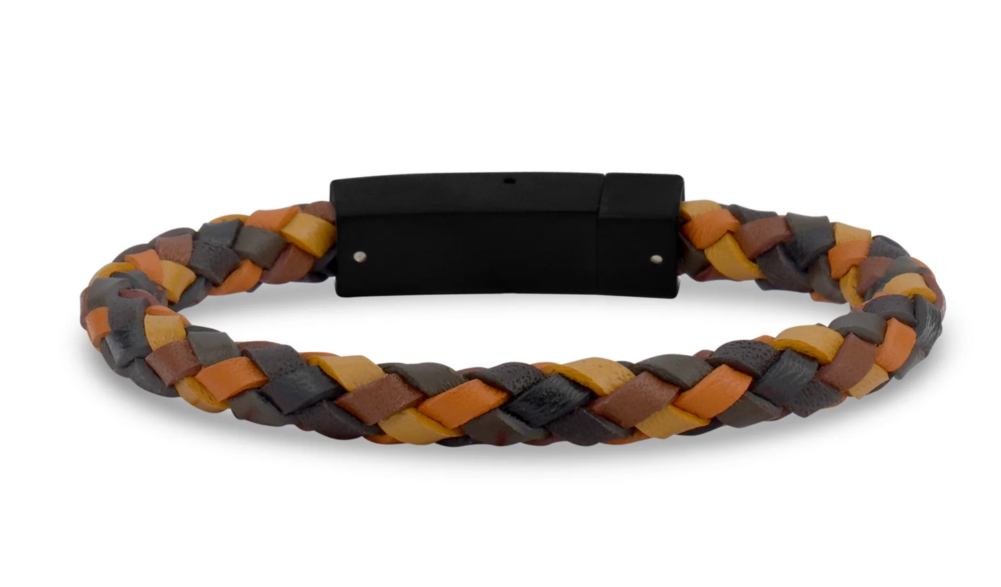 BROWN MIX WOVEN LEATHER BRACELET (6MM) | ARZ Steel | Luby