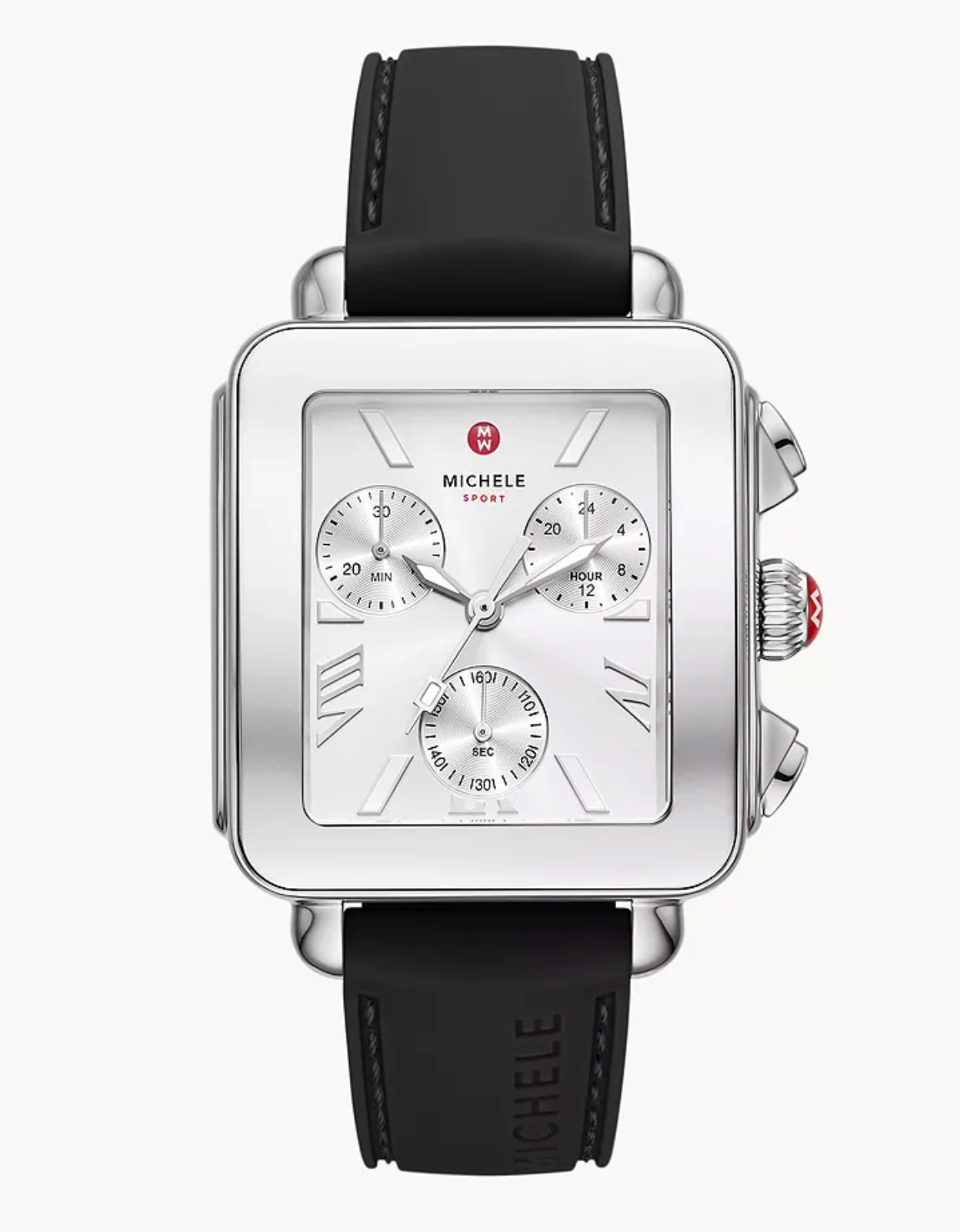 Deco Sport Chronograph Stainless Steel Black Silicone Watch | Michele | Luby