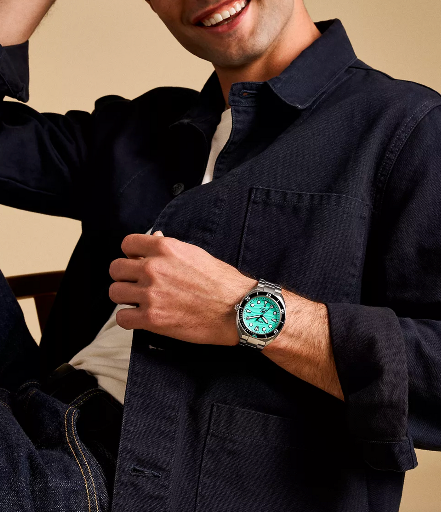 Breaker Three-Hand Date Stainless Steel Watch Green | Fossil | Luby