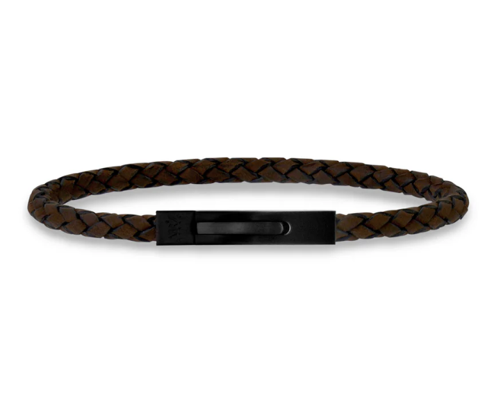 SLIM WOVEN LEATHER BRACELET (4MM) | ARZ Steel | Luby