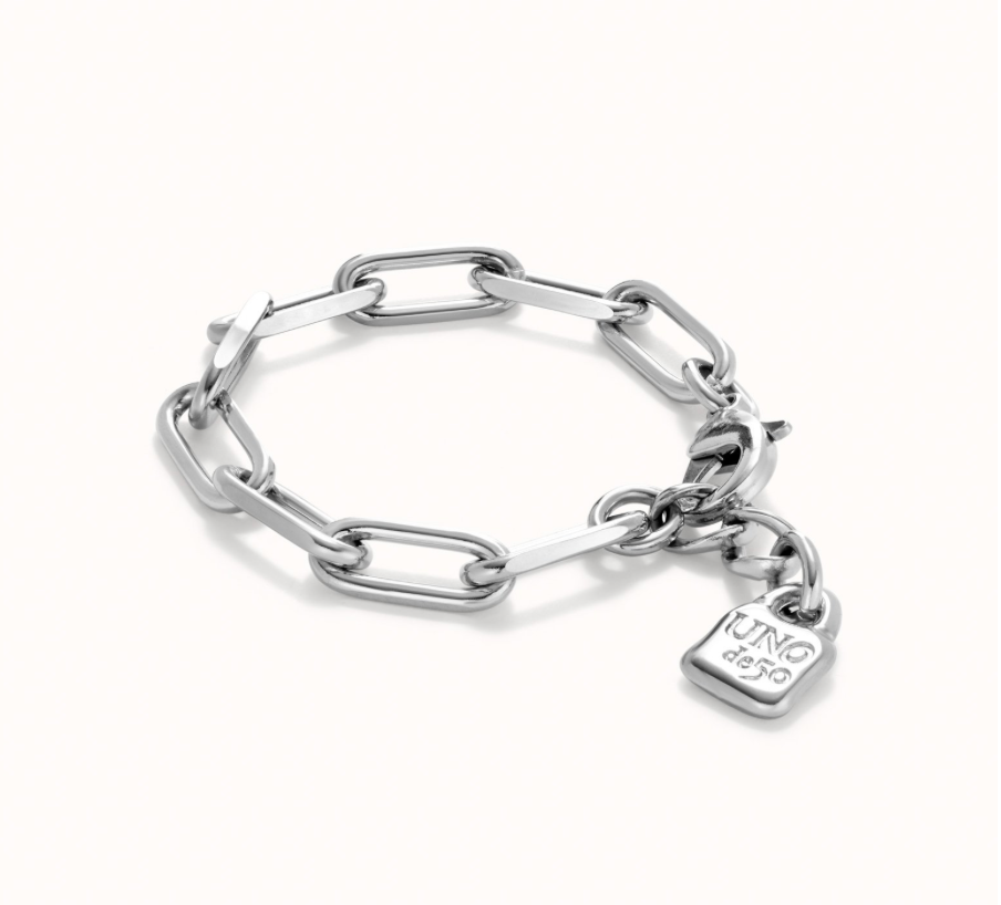 Pulsera con eslabones bañada plata de ley | Uno de 50 | Luby