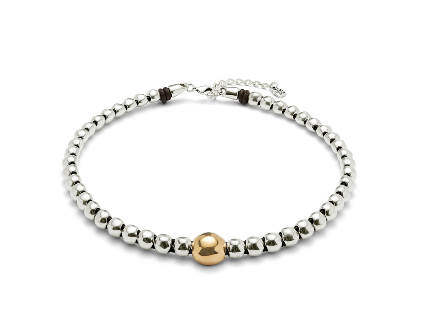 Ser Intrepida 18k Gold-Plated Bead Pendant with Larger Central Bead | Uno de 50 | Luby