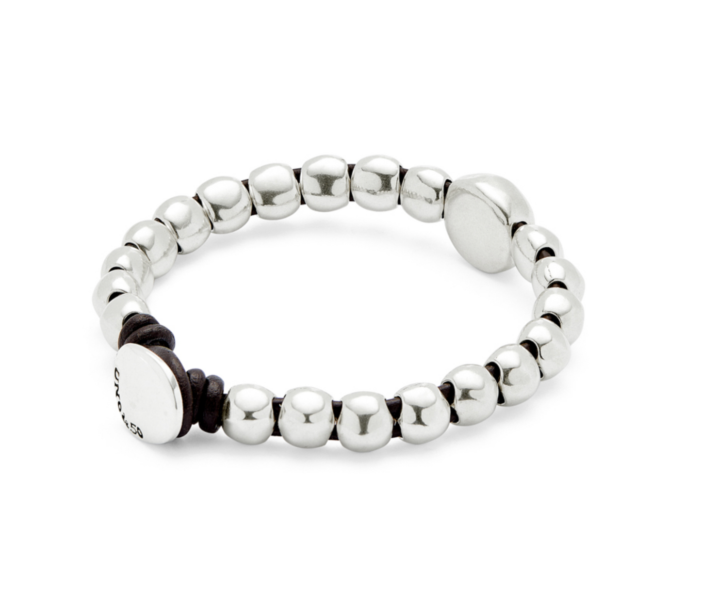Ser Intrepida Bracelet with sterling silver-plated beads and central larger bead | Uno de 50 | Luby