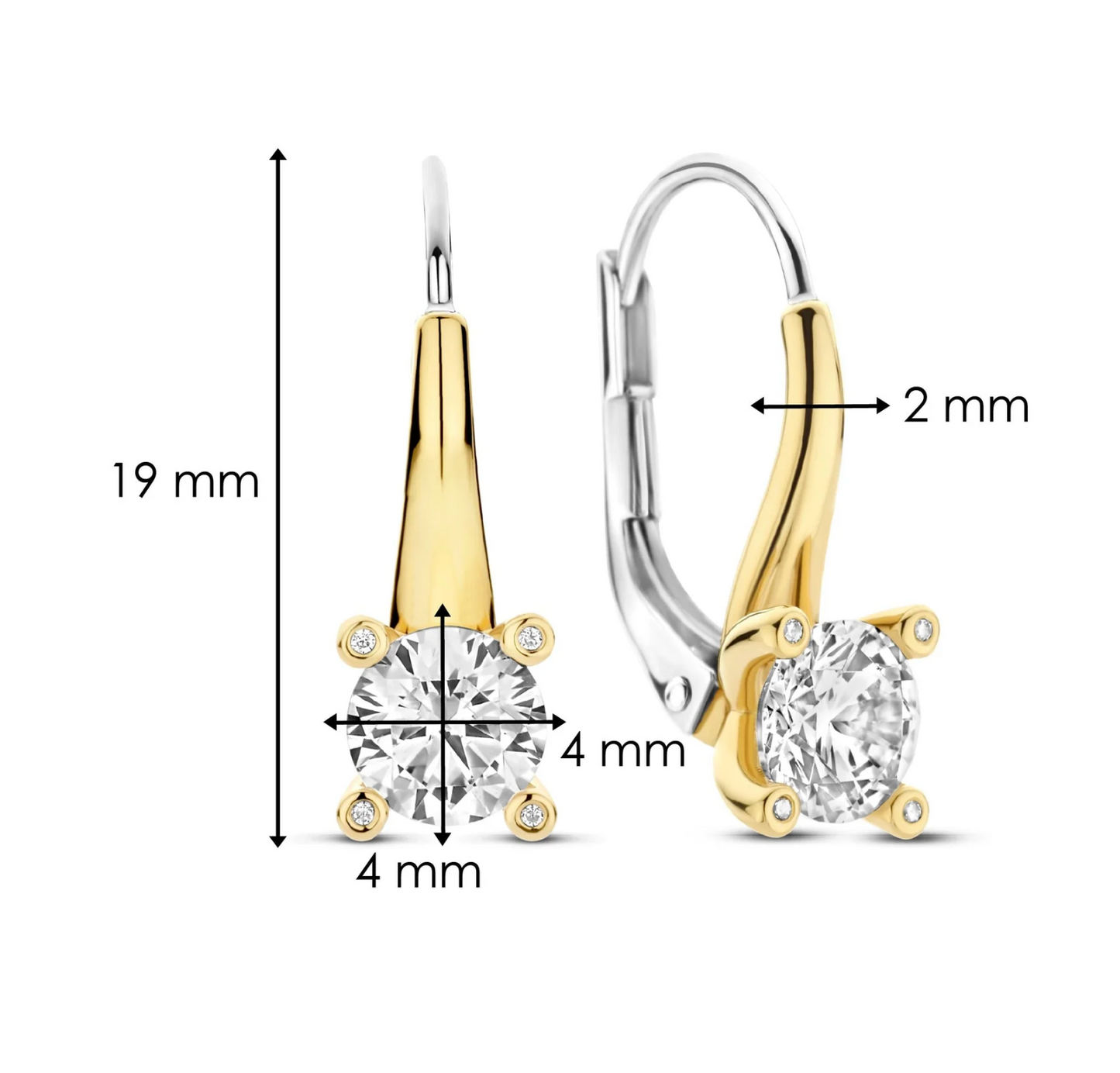 TI SENTO Gold-Plated Solitaire Drop Earrings 78009ZY | Ti Sento Milano | Luby