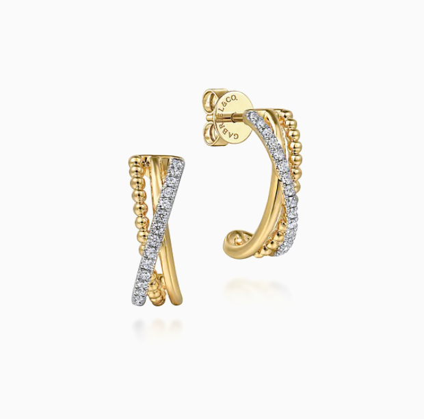 14K Yellow Gold Diamond Bujukan J Earrings | Gabriel & Co. | Luby