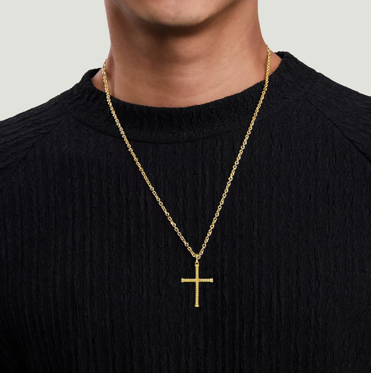 14K Yellow Gold Twisted Rope Cross Pendant | Gabriel & Co. Men's | Luby
