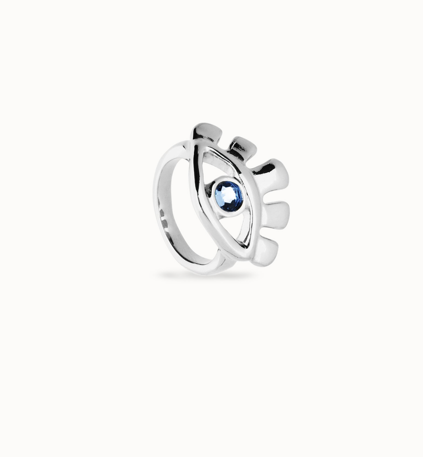 Eye-shaped ring with faceted blue crystal | Uno de 50 | Luby