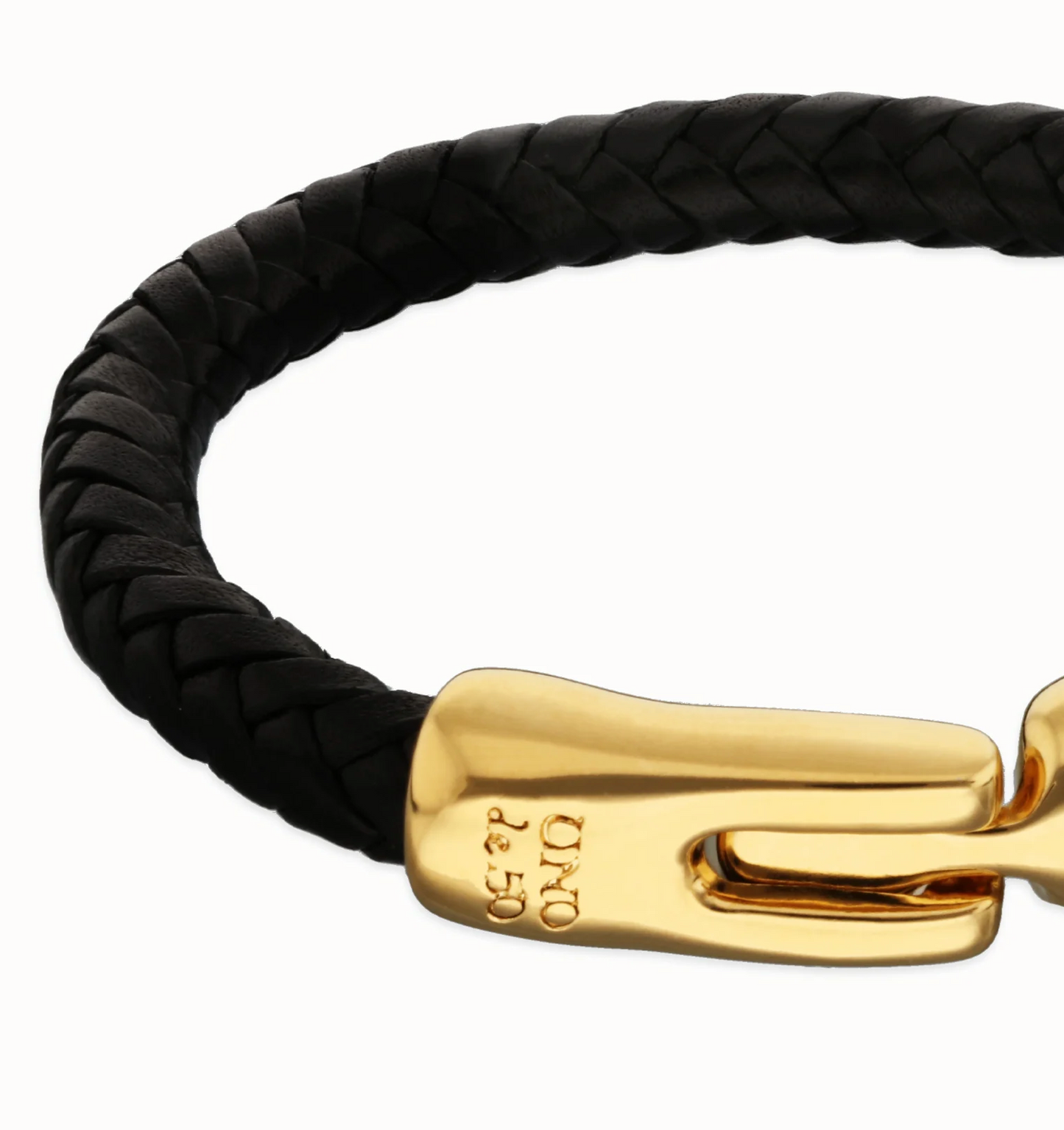 Leather braided bracelet with golden clasp Gold Plated