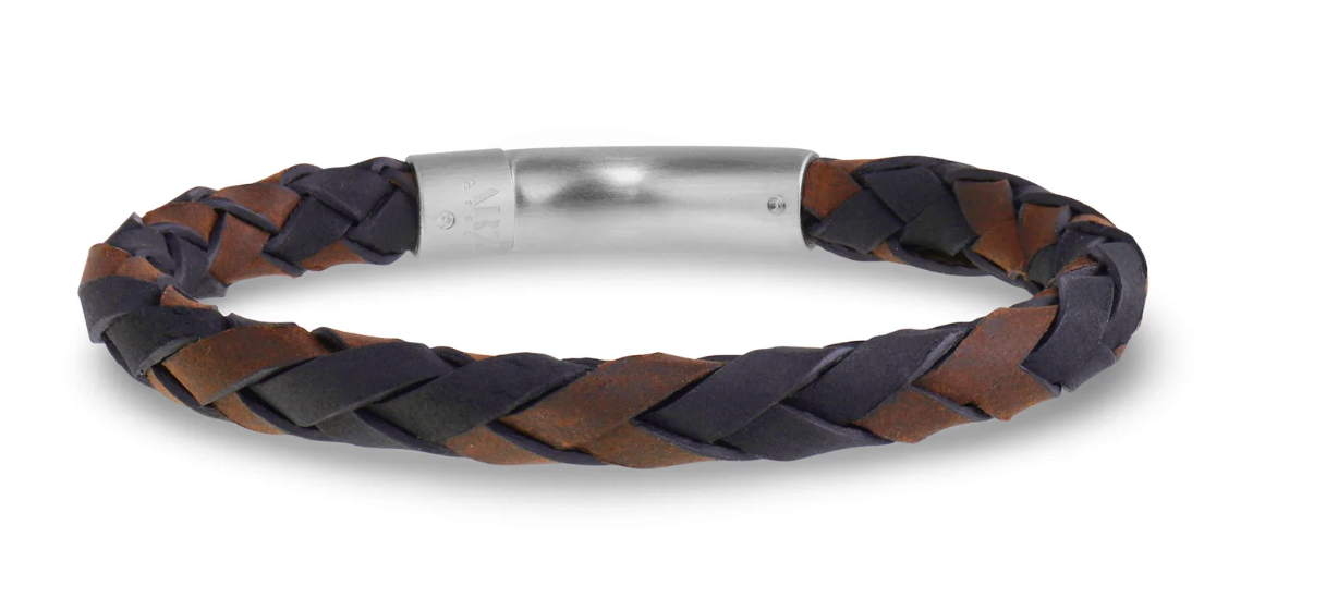 6 mm Black & Brown Leather Bracelet
