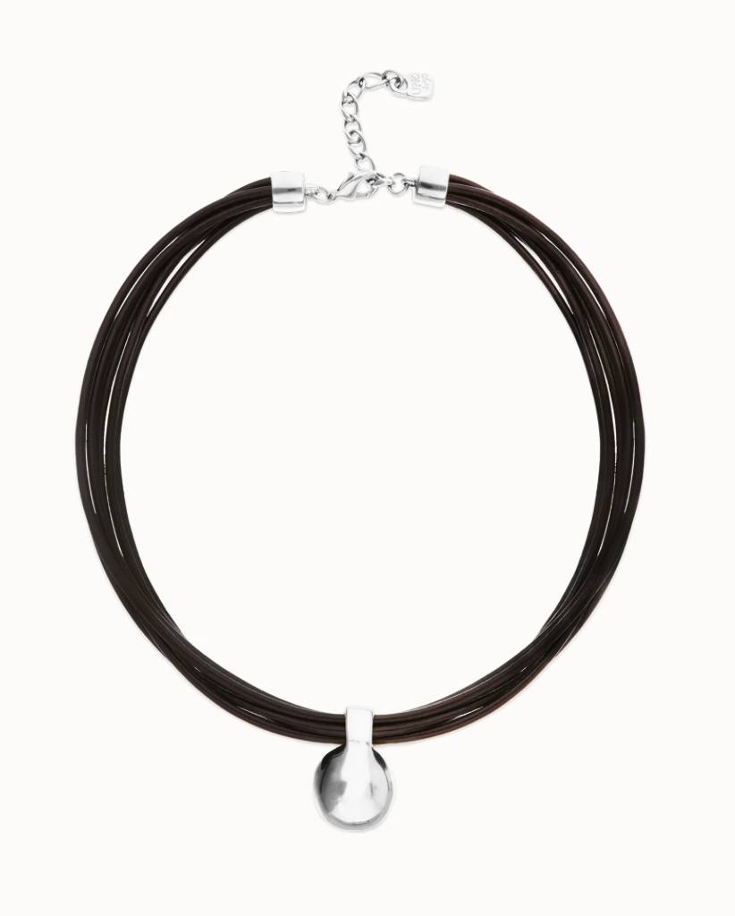 Multistrand short leather necklace with large sphere | Uno de 50 | Luby