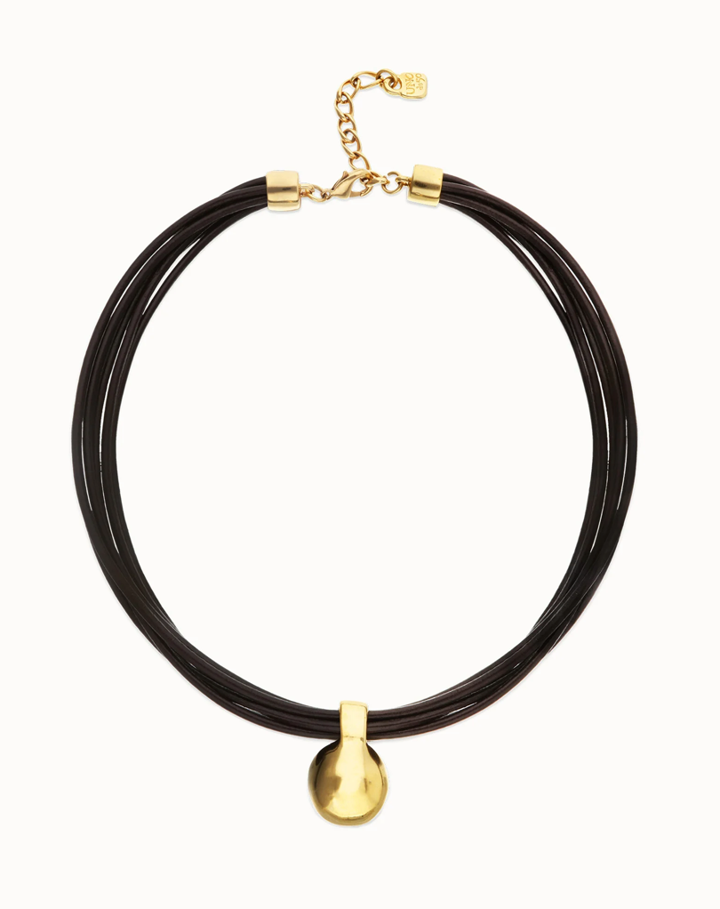 Multistrand short leather necklace with large sphere | Uno de 50 | Luby