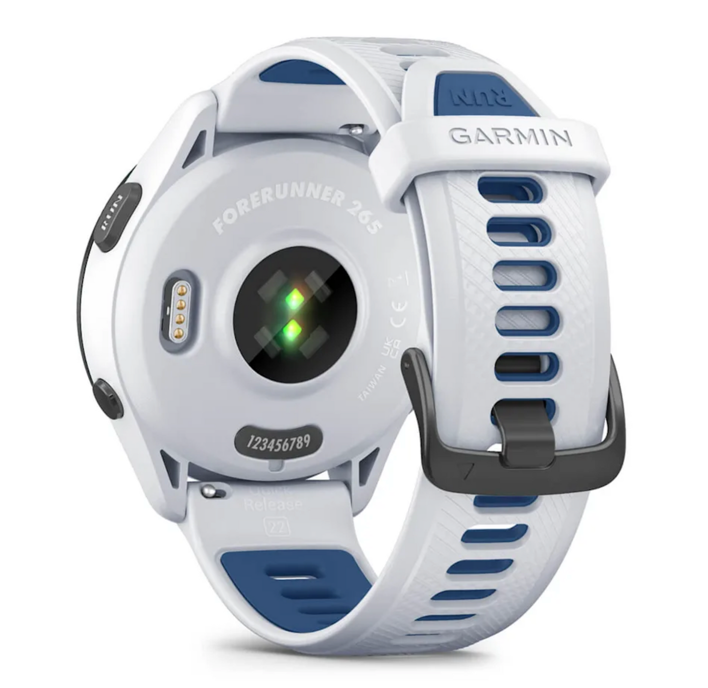Forerunner® 265 Black Bezel with Whitestone Case and Whitestone/Tidal Blue Silicone Band