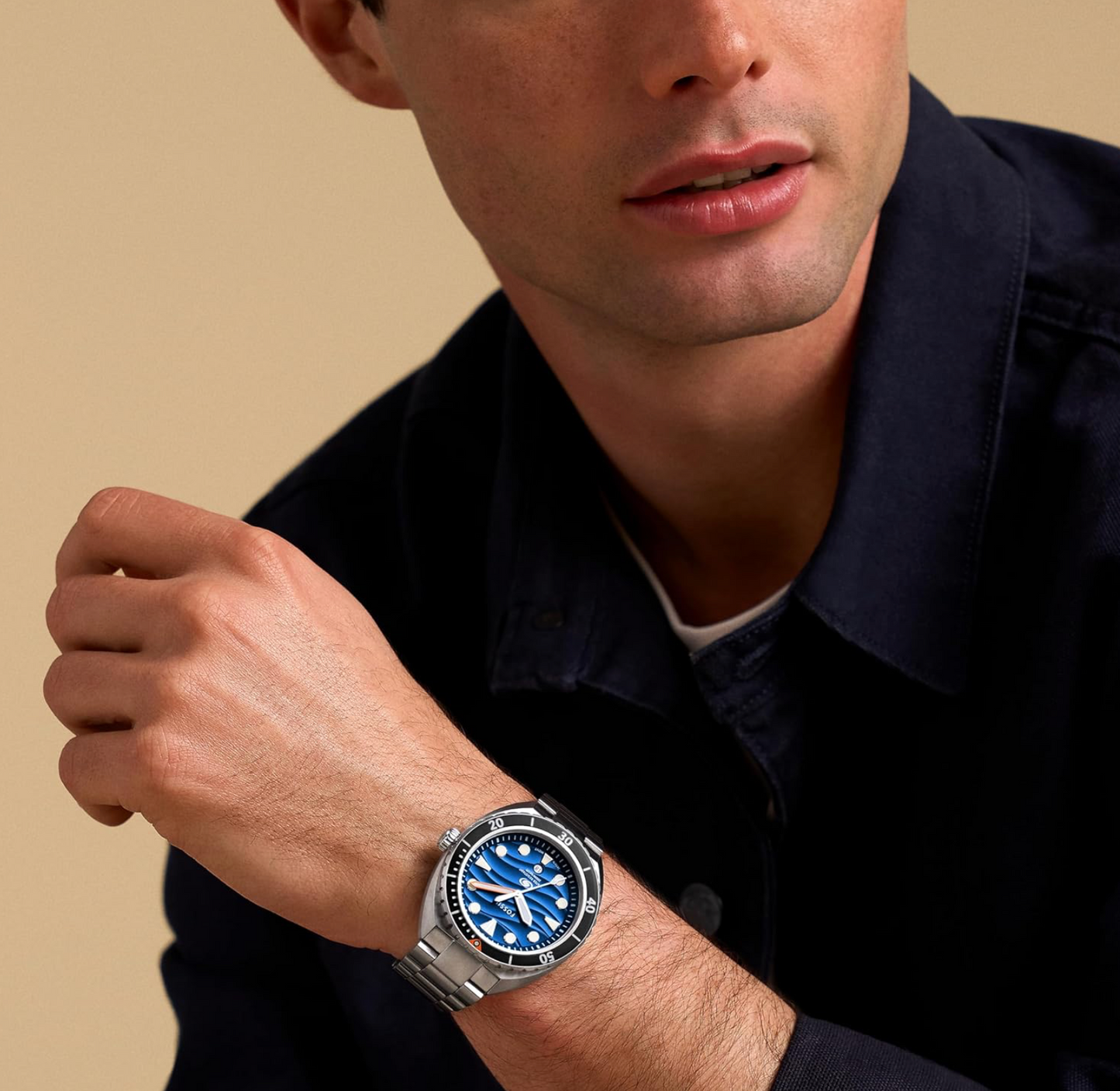 Breaker Three-Hand Date Stainless Steel Watch Blue | Fossil | Luby