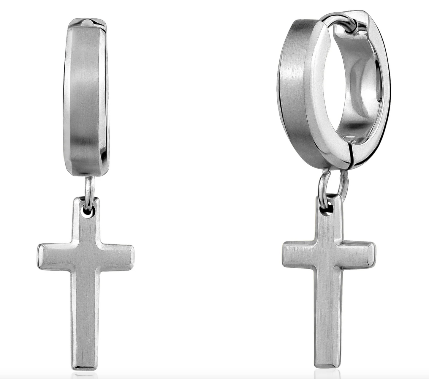 BEVELED EDGE CROSS EARRINGS | ARZ Steel | Luby