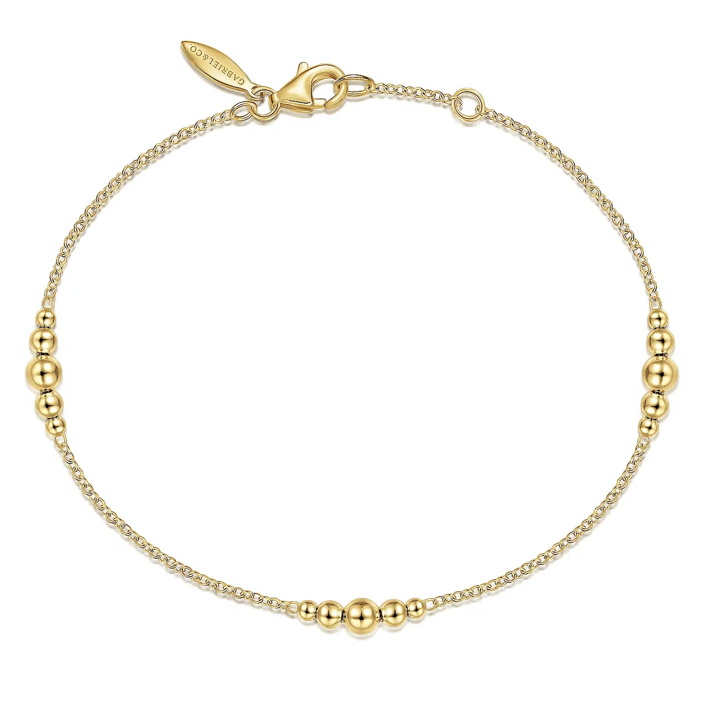 14K Yellow Gold Graduating Bead Stations Bracelet | Gabriel & Co. | Luby