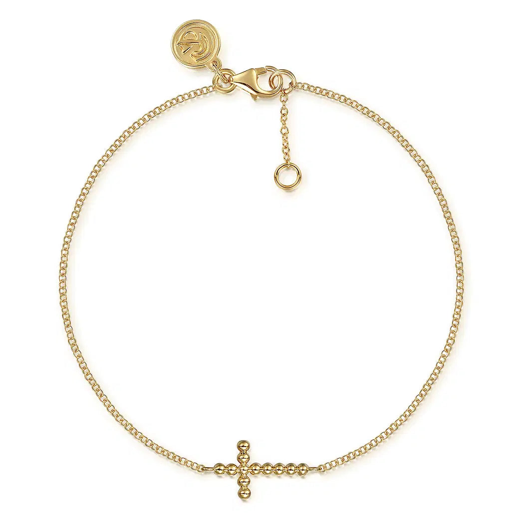 14K Yellow Plain Gold Bujukan Cross Bracelet | Gabriel & Co. | Luby