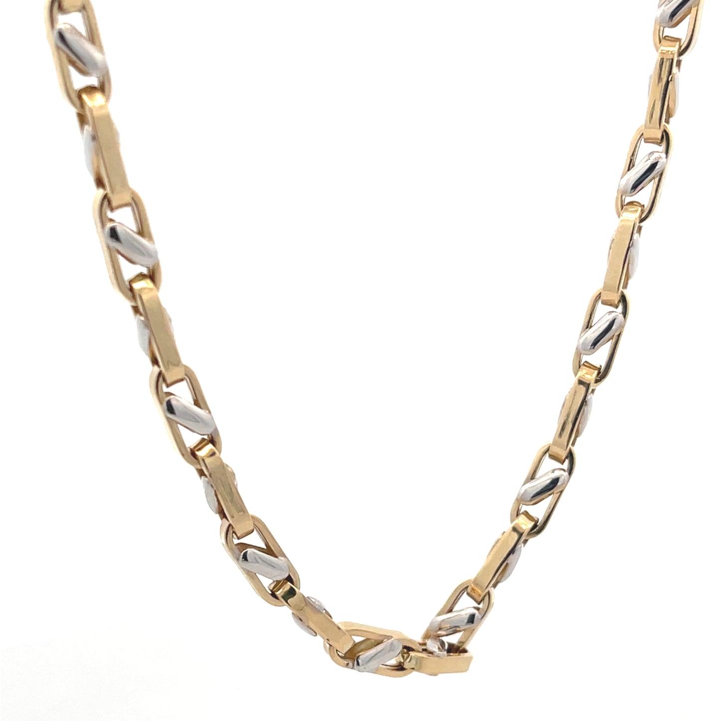 14K Gold Square Link 2T Necklace | Luby Gold Collection | Luby