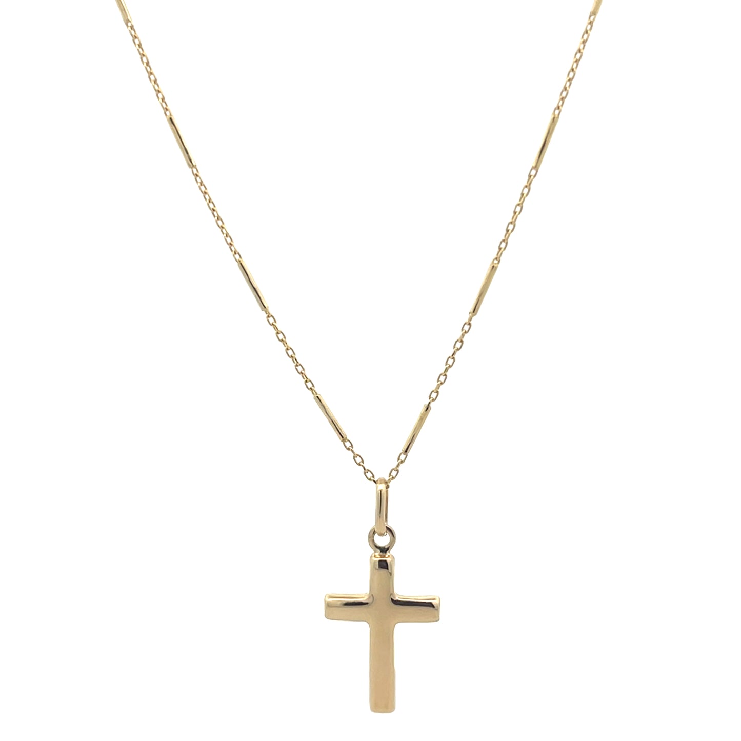 14K Gold Flat Cross Shiny | Luby Gold Collection | Luby