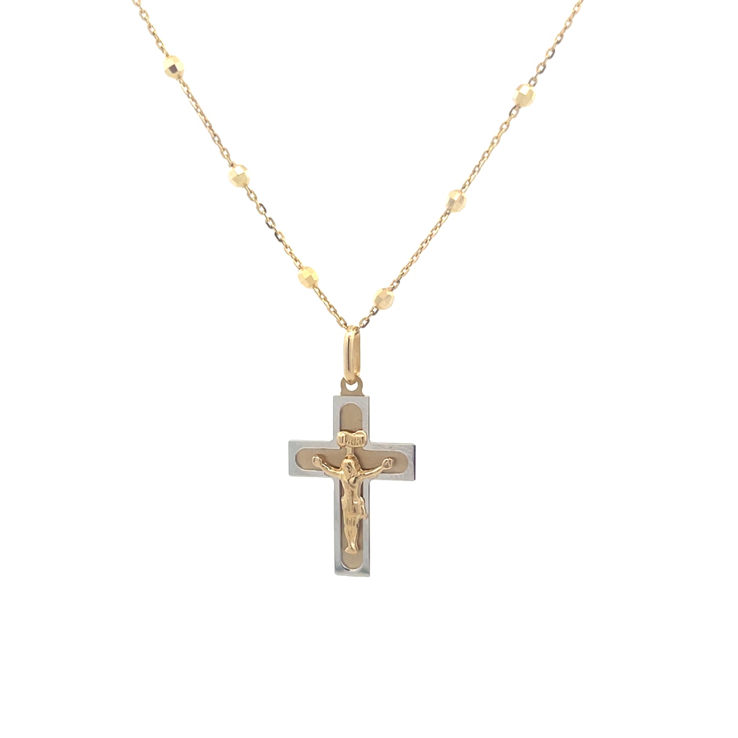 14k Gold Two Tone Jesus Cross Pendant | Luby Gold Collection | Luby
