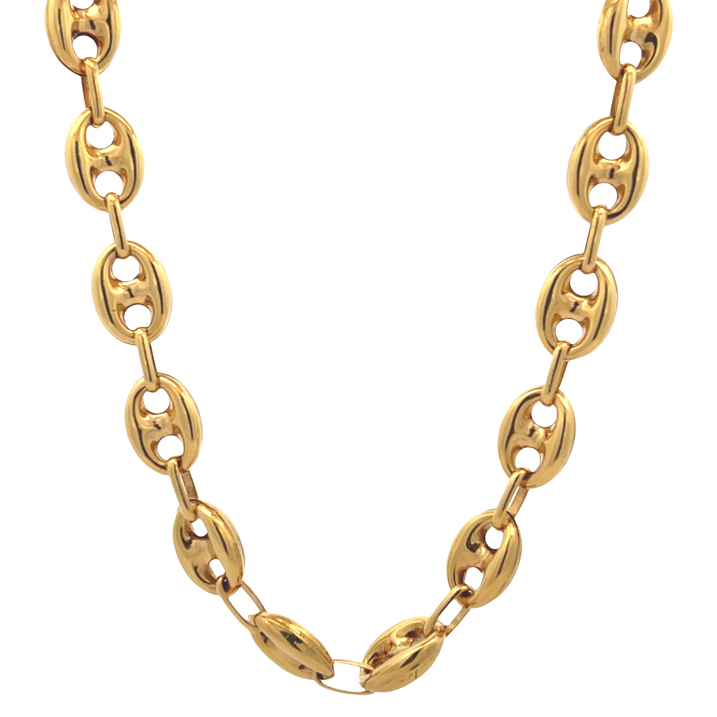 14k Gold Puff Mariner Link Necklace | Luby Gold Collection | Luby