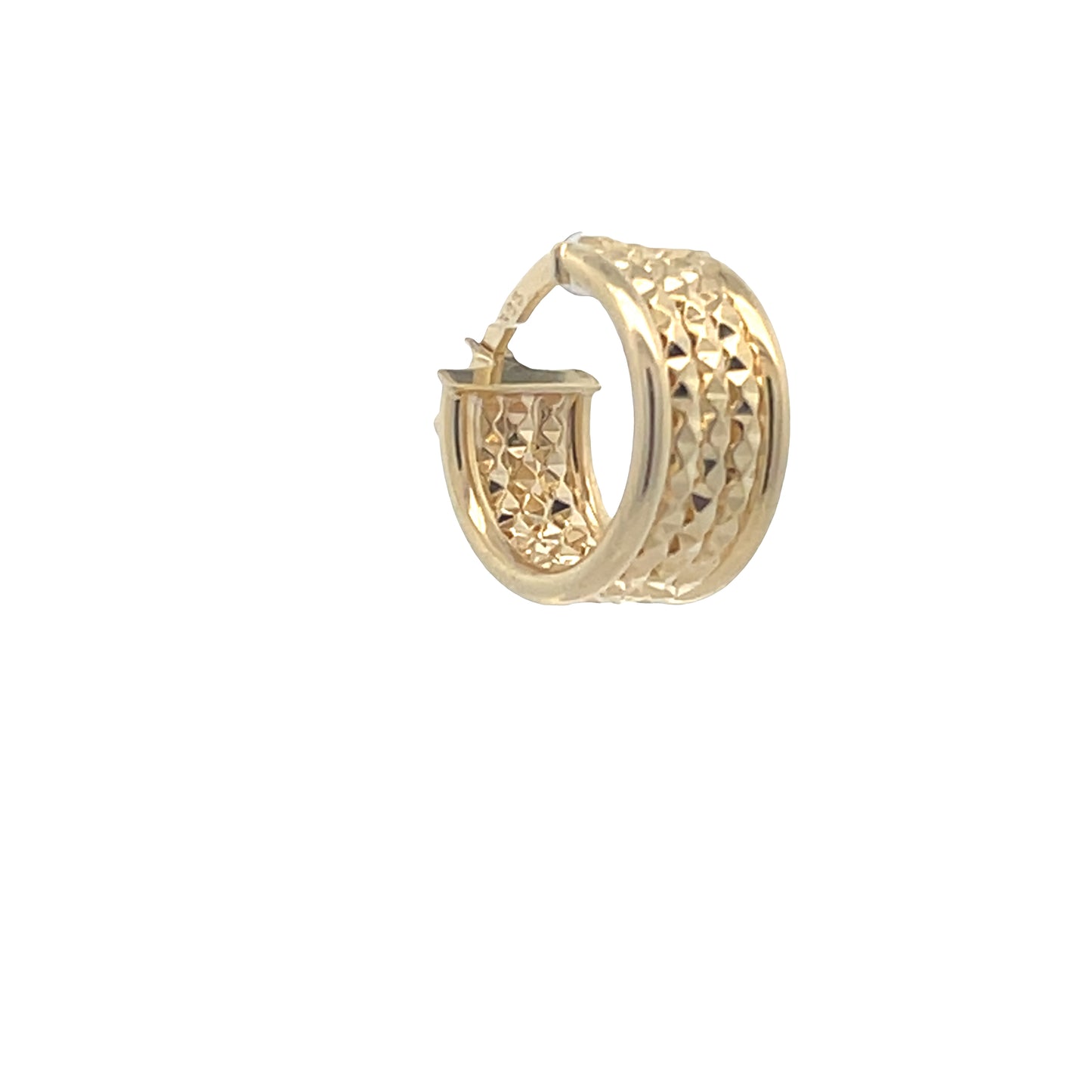 14K Gold 3 Row Faceted Hoops | Luby Gold Collection | Luby