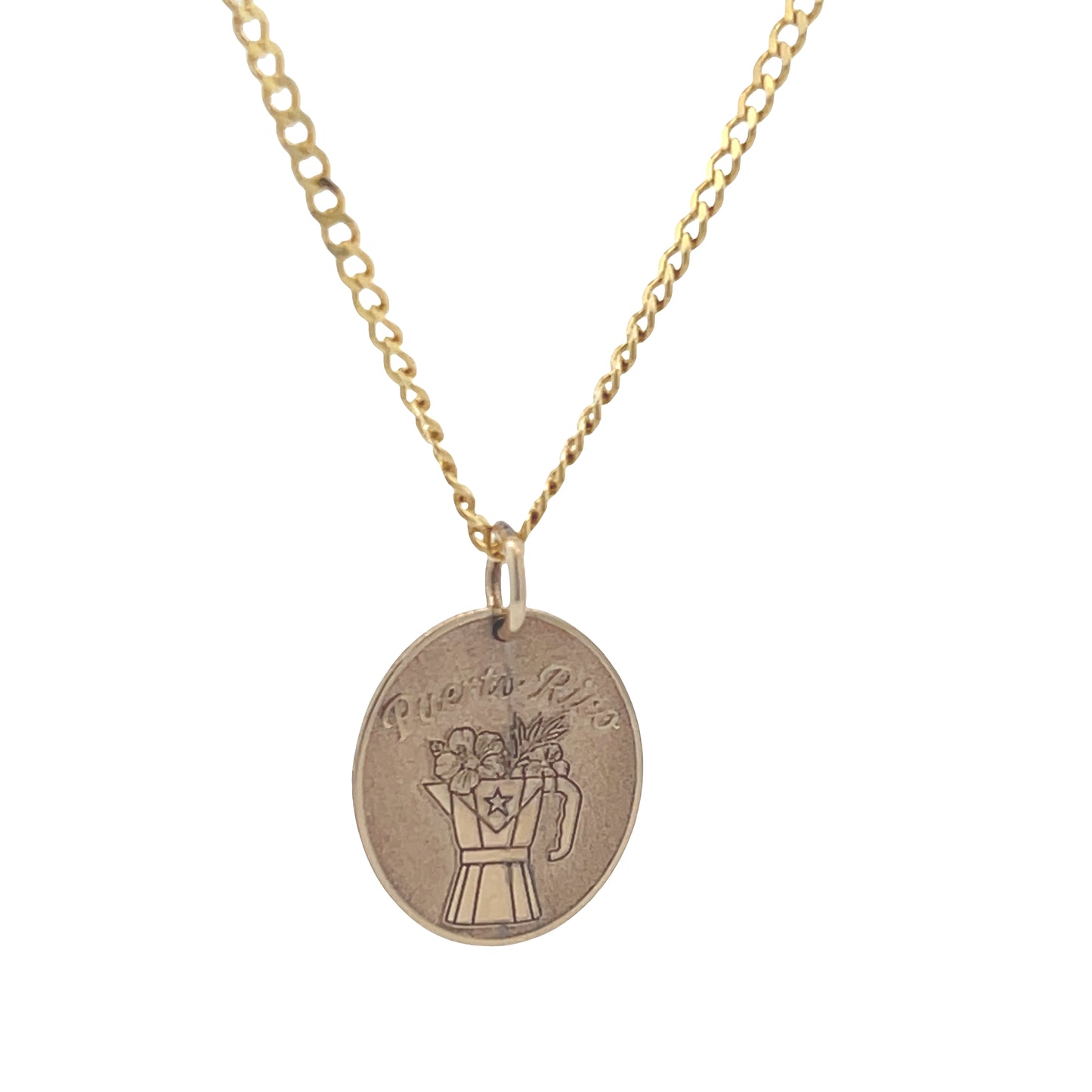 14K GOLD PUERTO RICO COFFEE GREEK PENDANT | Luby Gold Collection | Luby