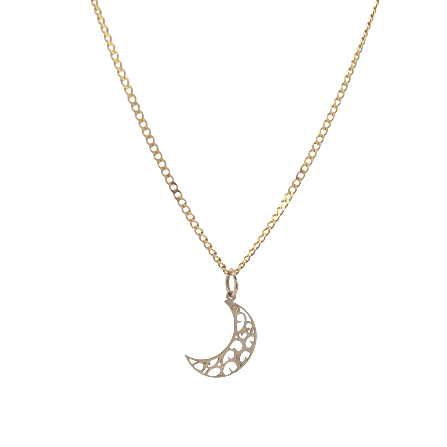 14K Gold Moon Pendant with Chain | Luby Gold Collection | Luby
