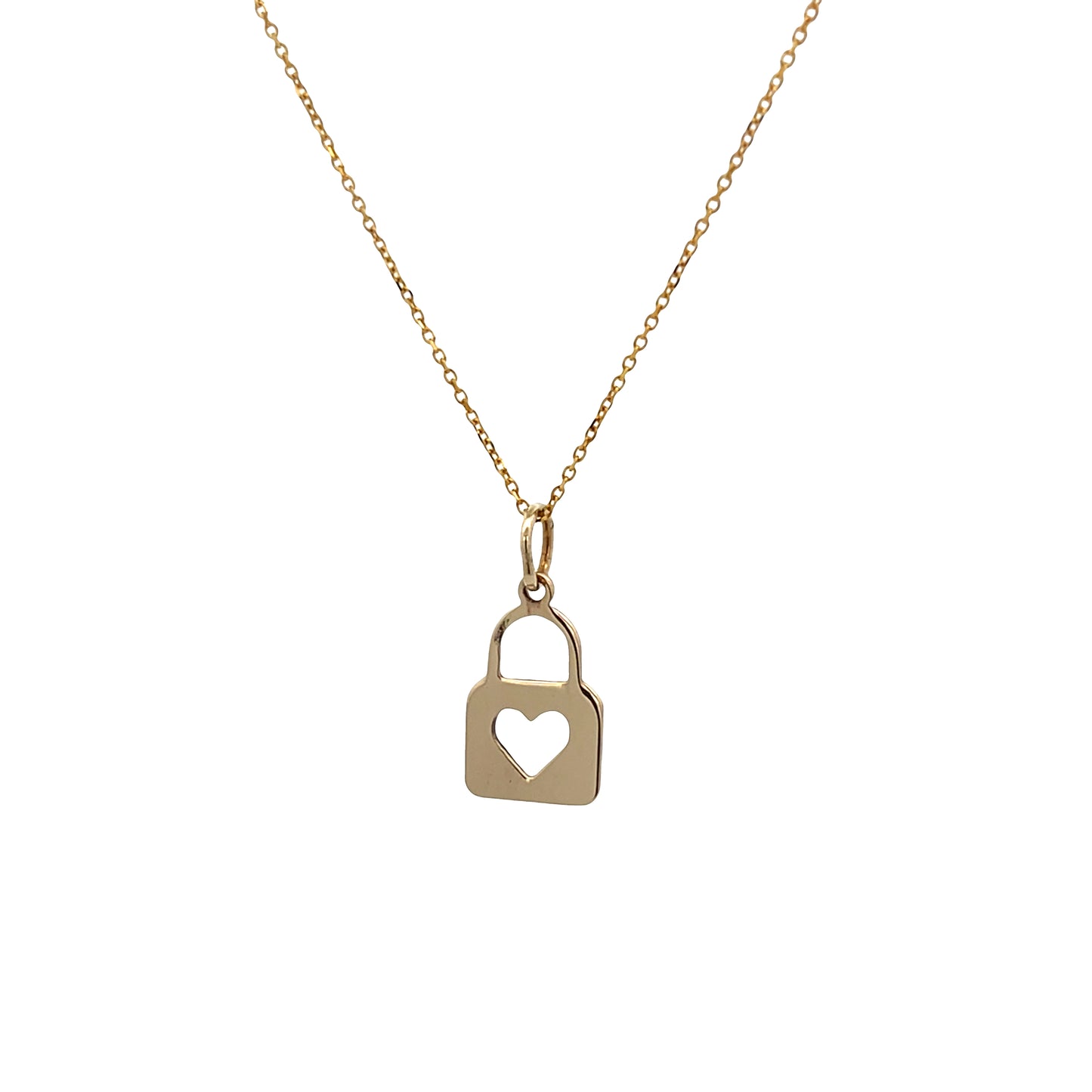 14K Gold Padlock with Heart Shape Pendant | Luby Gold Collection | Luby