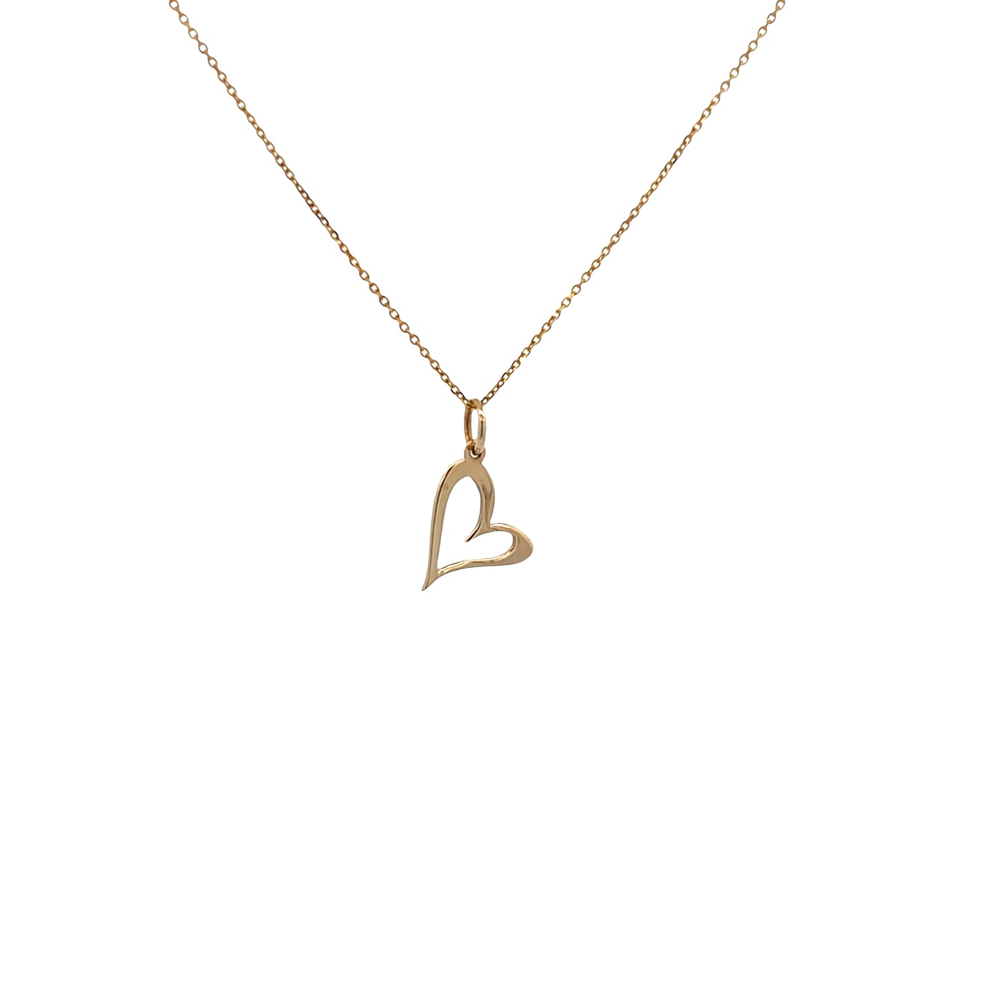 14K Gold Open Heart Pendant with Chain | Luby Gold Collection | Luby