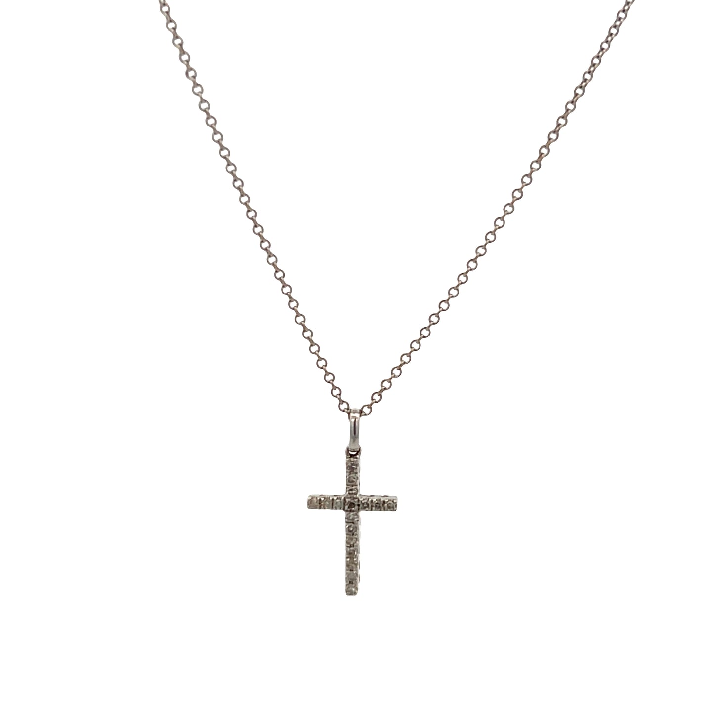 14K Gold White Cross Diamond Necklace | Luby Gold Collection | Luby