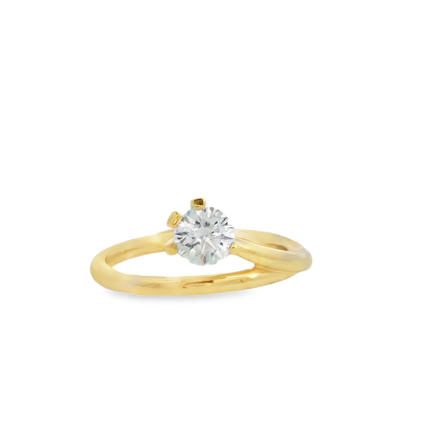 14K Yellow Gold Elevated Round Cut Lab Diamond Ring | Luby Gold Collection | Luby
