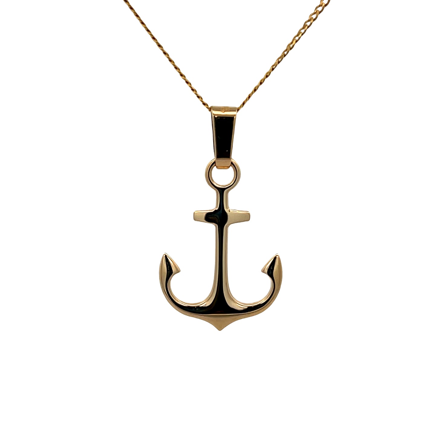 14K Gold Anchor Flat Pendant