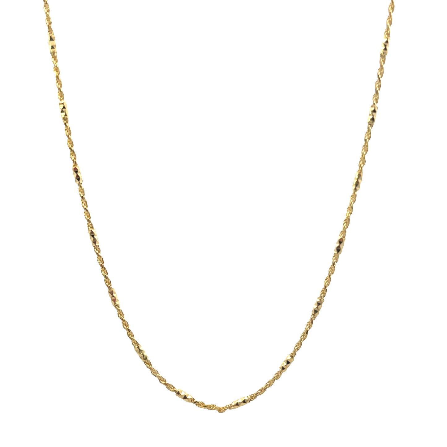 Rope Diamond Cut Chain Sterling Silver 9.25 Gold Plated