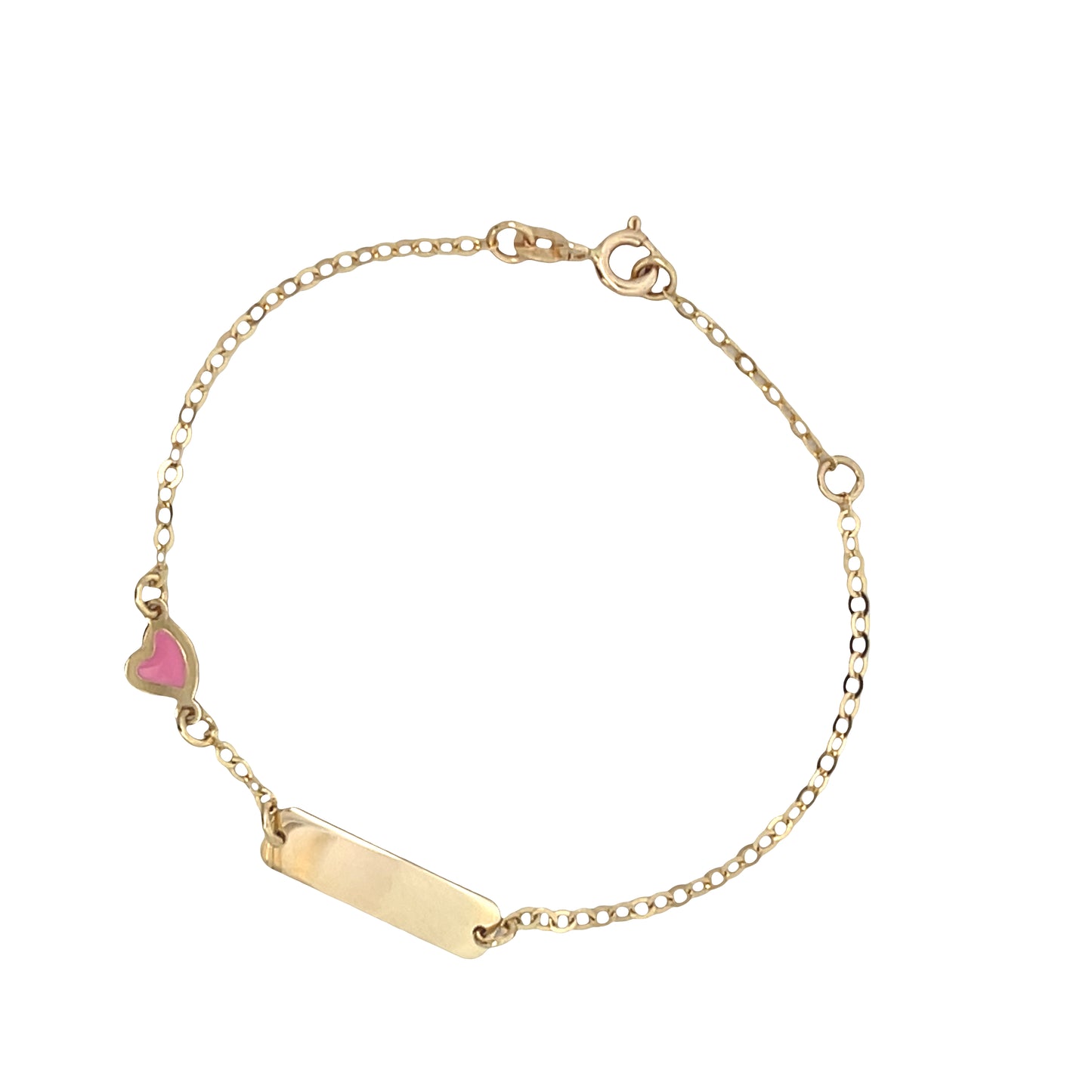 14K Gold Pink Heart Baby Bracelet