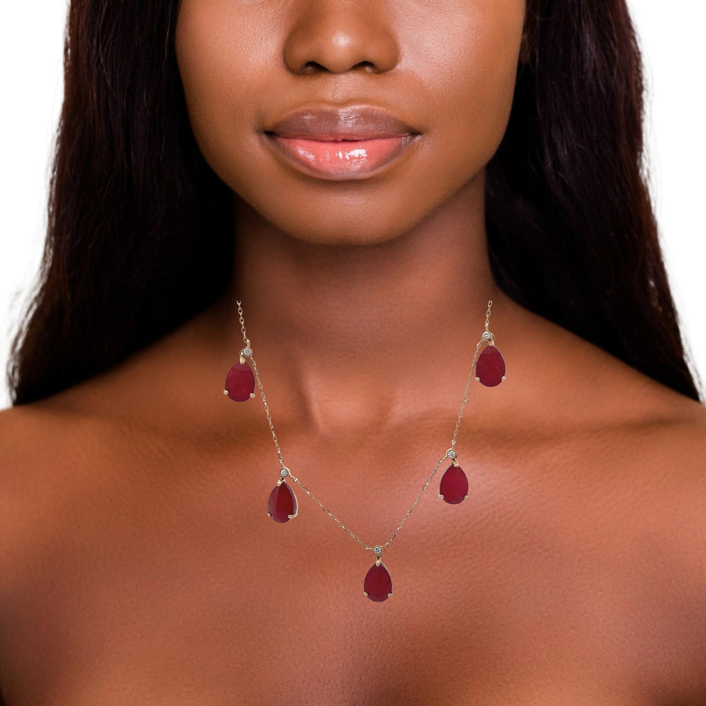 14K Gold Teardrop Natural Ruby Necklace | Luby Gold Collection | Luby