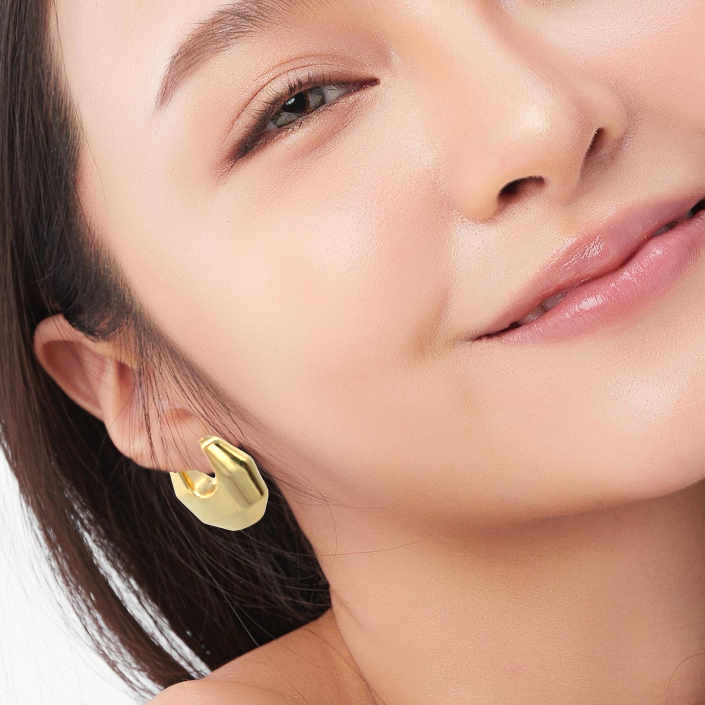 14K Gold Puff U Hoops | Luby Gold Collection | Luby