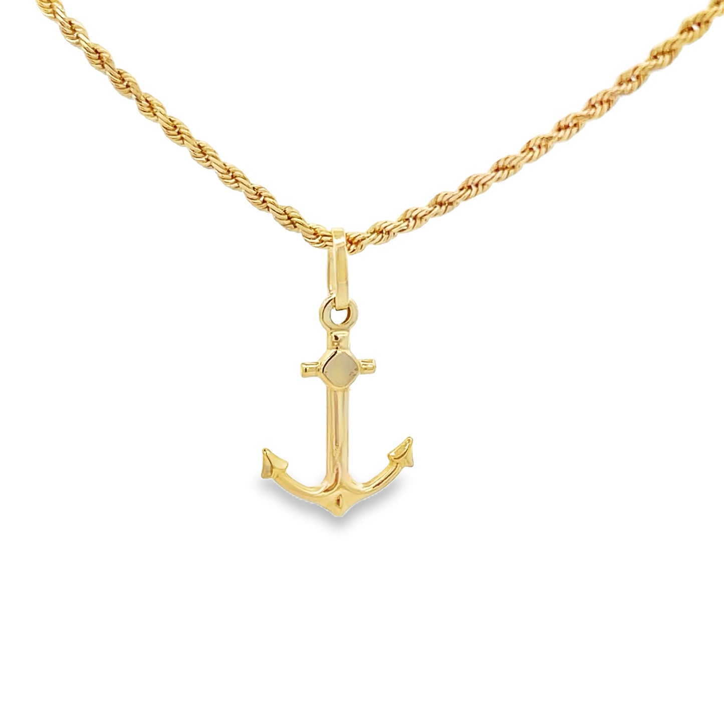 14K Gold Small Anchor Pendant