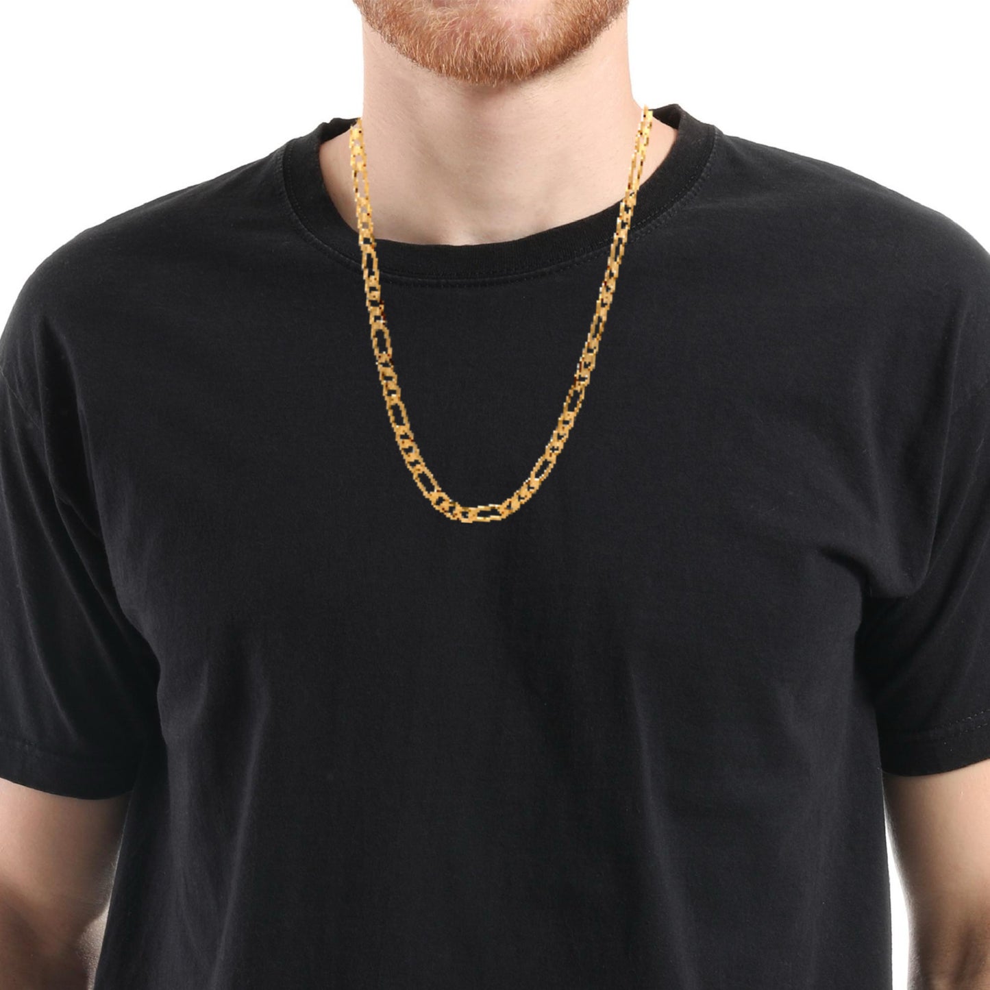 14K Gold Sovereign Gold Figaro Chain | Luby Gold Collection | Luby