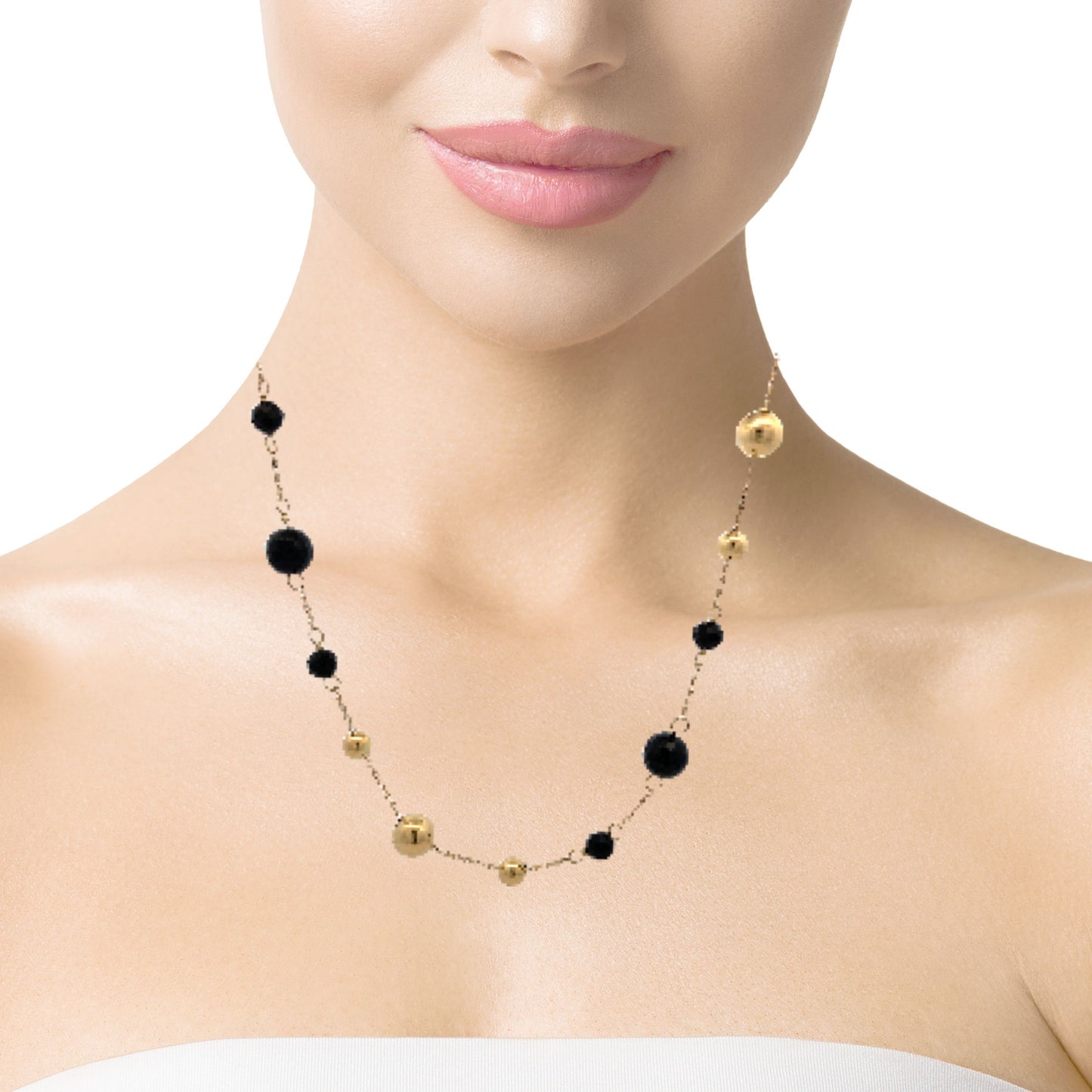 18K Gold Rossella Onyx Necklace | Rajola Italy | Luby