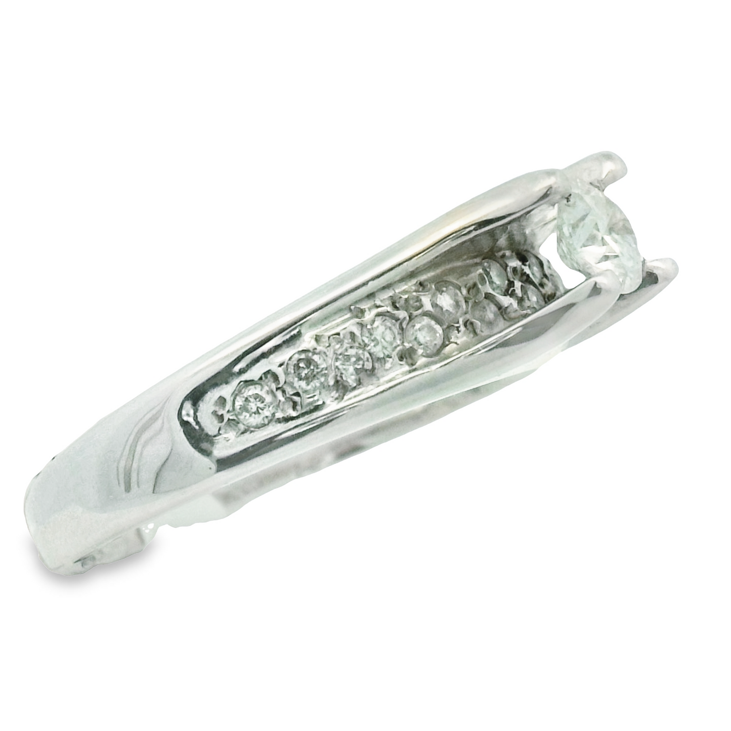 14K Diamond High Prong Set White Gold Engagement Ring | Luby Diamond Collection | Luby