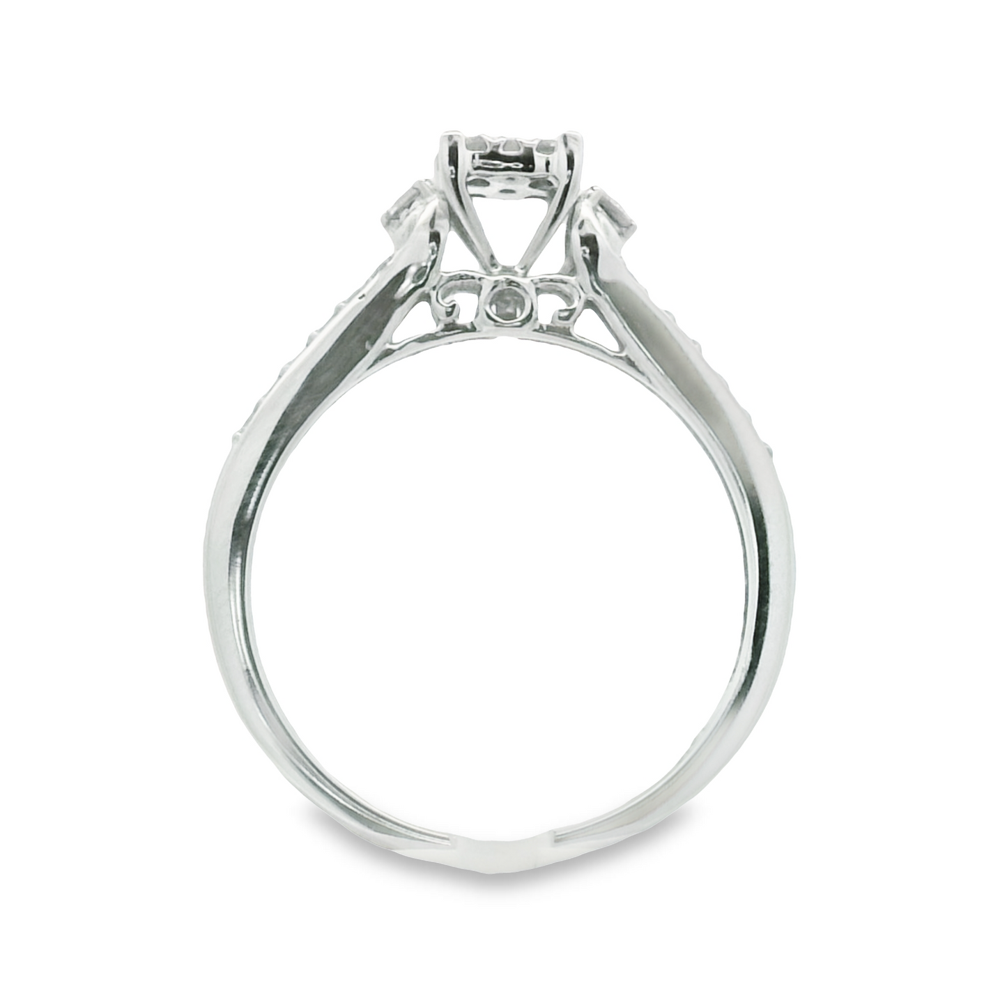 14k Diamond Square-Shaped Cathedral White Gold Engagement Ring | Luby Diamond Collection | Luby