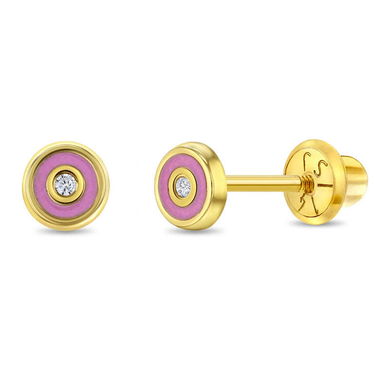 14k Pink Donut Girls Earrings | Children Collection | Luby