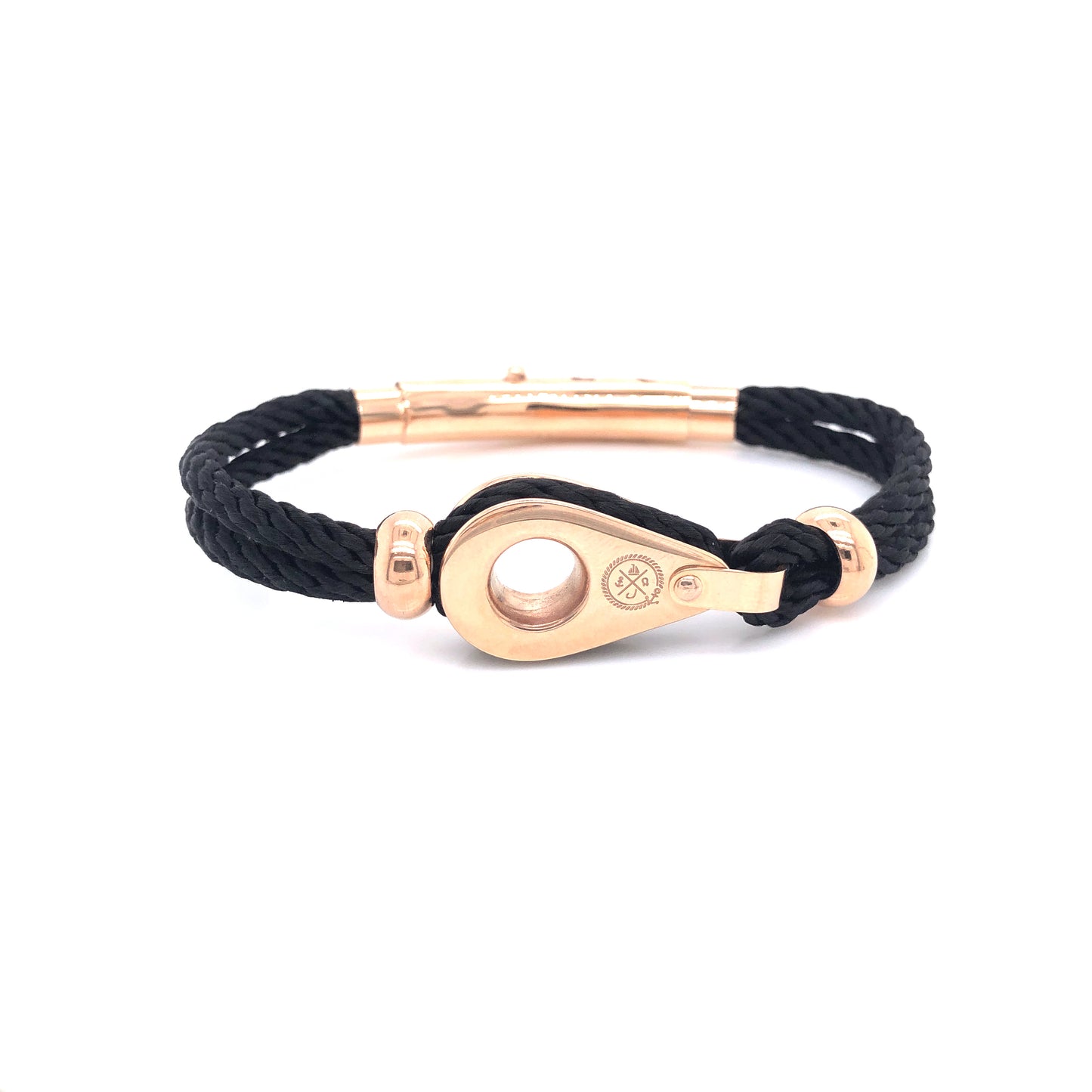 Black Double Rope with Rose-Gold Pulley and Beads Bracelet (Black/Rose-Gold) | SEAKNOTS | Luby