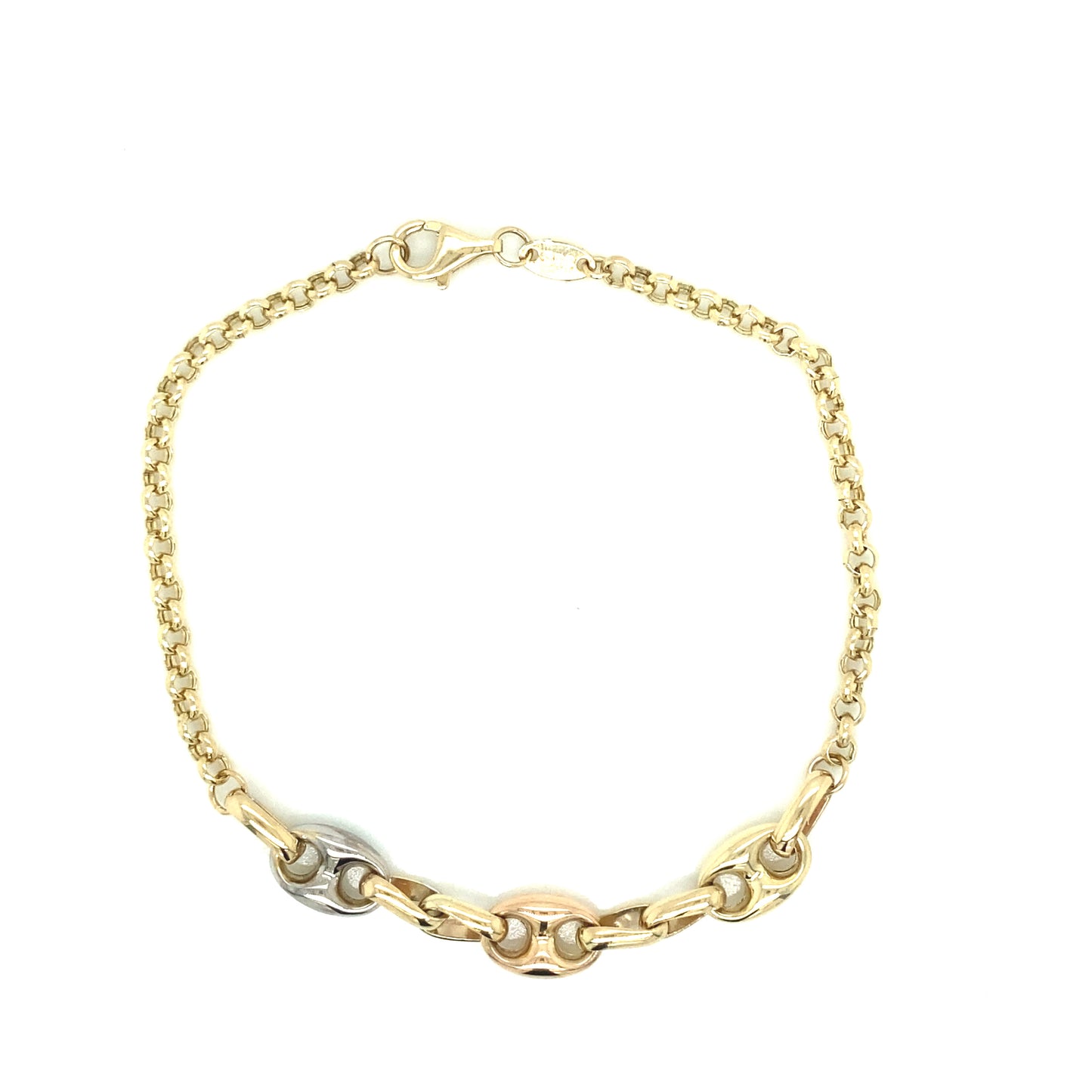 14k Gold 3/C GC Center Link and Rolo Bracelet | Luby Gold Collection | Luby