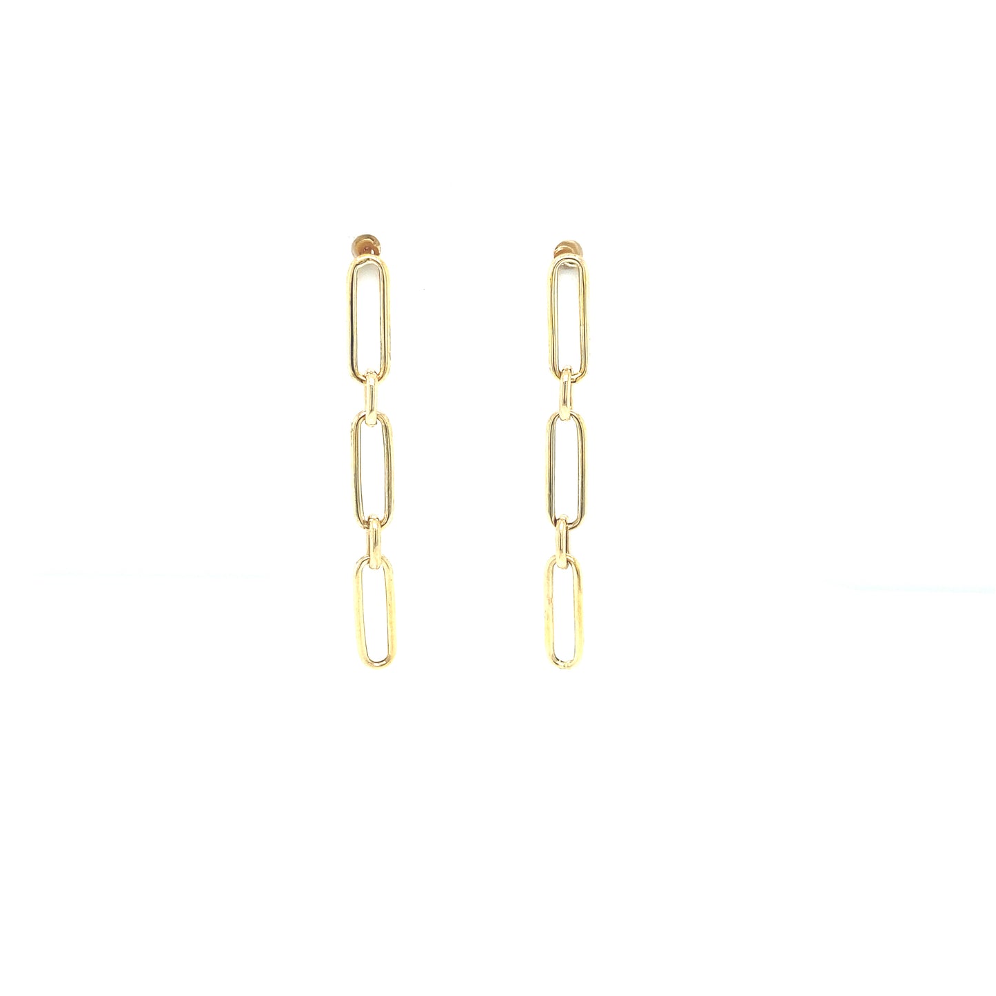 14K Dangling Paper Clip Pushback Earrings | Luby Gold Collection | Luby