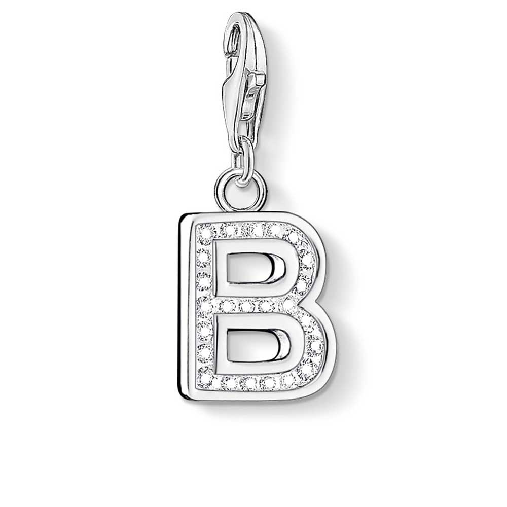 Letter B with CZ Crystals Charm (Silver) | Thomas Sabo | Luby