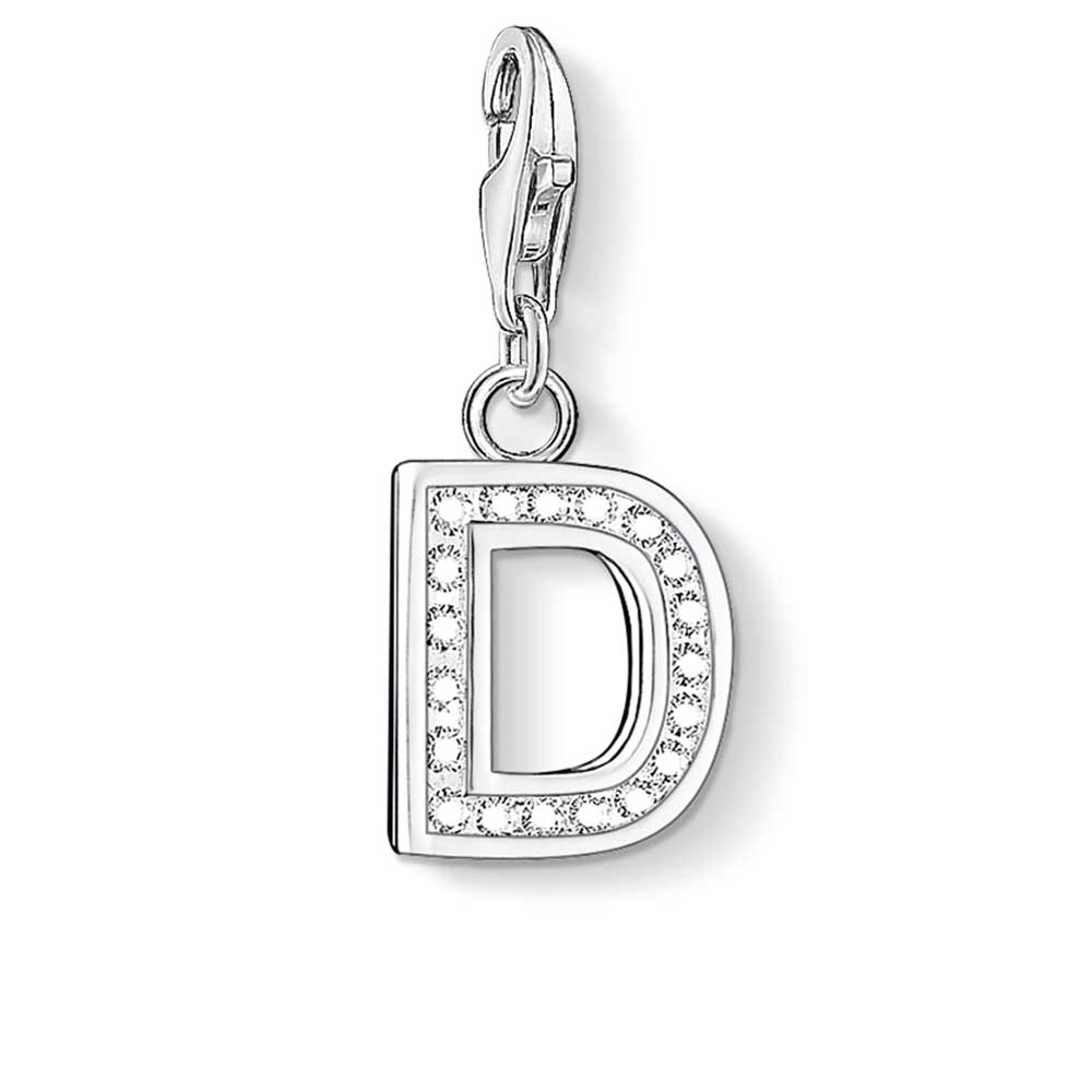 Letter D with CZ Crystals Charm (Silver) | Thomas Sabo | Luby