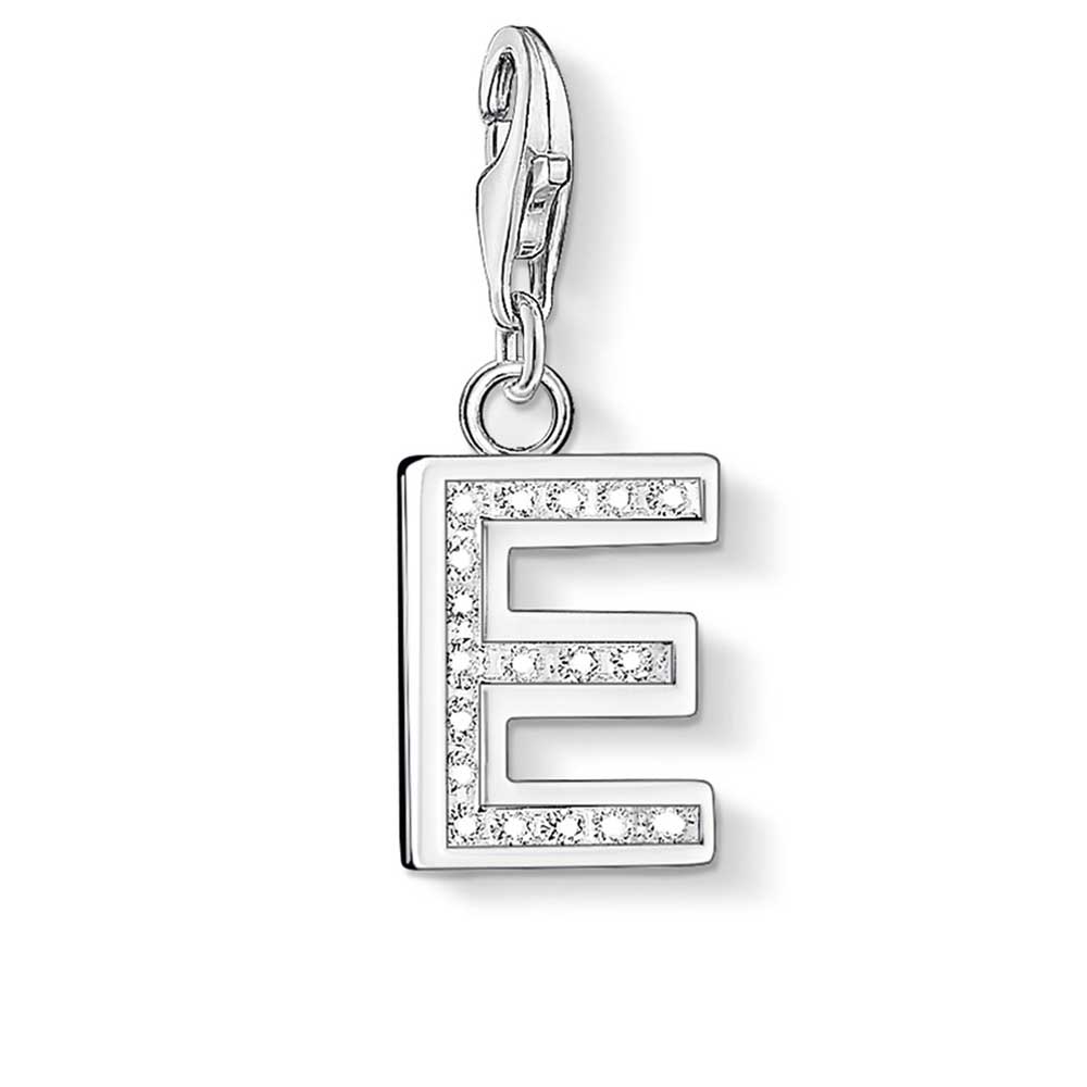 Letter E with CZ Crystals Charm (Silver) | Thomas Sabo | Luby
